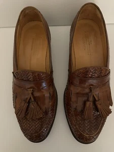 Johnston & Murphy Domani sz 8.5 M Brown Woven Tassel Kiltie Dress Loafers Shoes - Picture 1 of 13