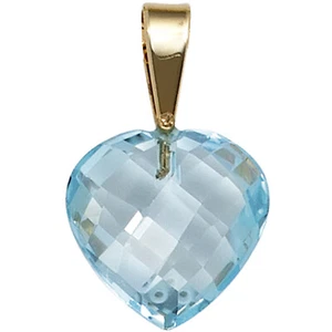 JOBO "39735" Anhänger Herz 585 Gold Gelbgold 1 Blautopas hellblau blau Herzanhä - Bild 1 von 4