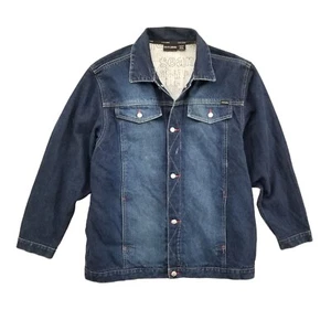 Vtg Sean John Jean Jacket Boys Blue Denim Button Up Embroidered 90s Size L 16/18 - Picture 1 of 12