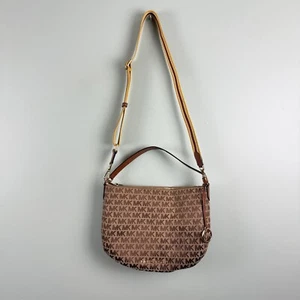 Michael Kors Beige Canvas Jacquard Bedford Hobo Crossbody Bag + Strap Monogram - Picture 1 of 17