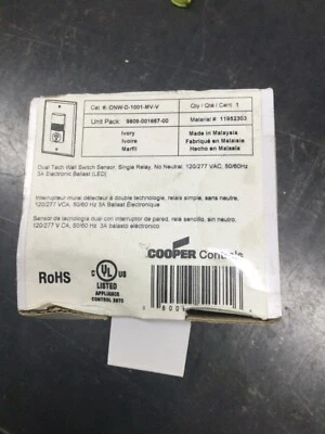 Cooper Controls/Greengate Wall Sensor Switch ( ONW-D-1001-MV-V ) ( Ivory ) - Imagem 1 de 3