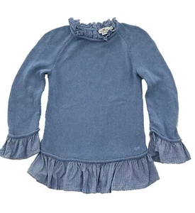 Vineyard Vines Blue Knit Long Sleeve Sweater Ruffle Rare Vintage Kids Medium - Picture 1 of 5