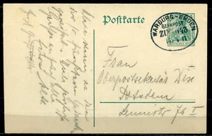 DR 1911 GS Germania Mi.Nr.P90 m. Bahnpoststempel"Warburg-Emden" 1 GS used - Bild 1 von 2