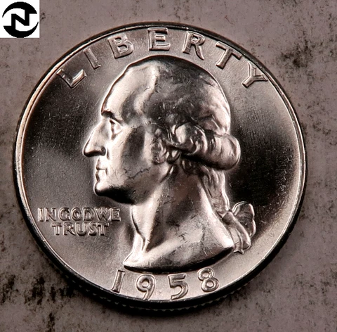 1958-D Washington Quarter ~ Gem BU ~ 90% Silver ~ 1 Coin Cover