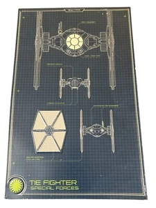 Star Wars TIE Fighter Special Forces Blueprint Design Metal Sign 19" x 11.5" - Picture 1 of 10