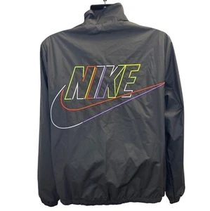 Nike Mens Black Windbreaker Jacket With Multicolor Logo Water-Resistant Size M - Picture 1 of 9