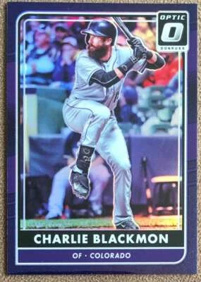2016 Donruss Optic Purple Prizm Charlie Blackmon Colorado Rockies #134 - Image 1 of 2
