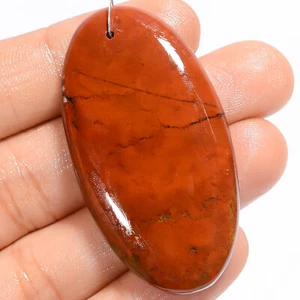 Natural Bloodstone Oval Shape Cabochon Drilled Gemstone 67 Ct 48X25X6 mm A-32785 - Picture 1 of 2