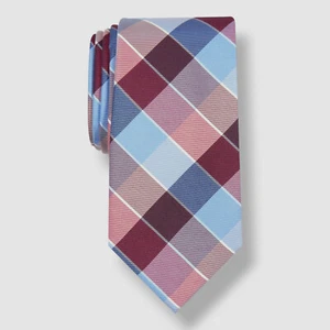 Nautica Men's Red Silk Plaid Slim Classic Steen Neck Tie Size 57x3 - Picture 1 of 1