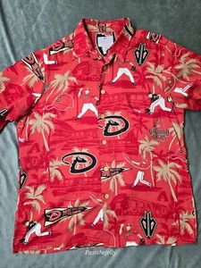 Reyn Spooner Shirt Mens Medium Hawaiian MLB Arizona Diamondbacks Button Up Rayon - Picture 1 of 12