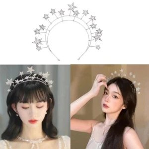 Silver Tiaras and star Crowns for Women Silver Tiaras Crowns Bridal Wedding Prom - Picture 1 of 3
