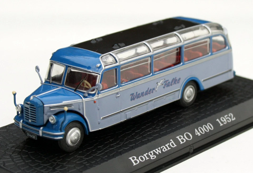 Borgward BO 4000 Reisebus Bj. 1952, " Wander Falke ", Blu, Ixo-Modell Im M.1:72 - Immagine 1 di 4