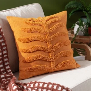 Mustard Yellow Tufted Boho Throw Pillow Cover Decorative Cushion for Sofa - Picture 1 of 4