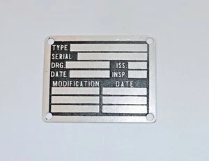 New Old Stock, Aircraft Component Data Plate, Piper, Cessna, Others - Bild 1 von 1