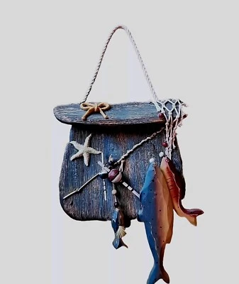Señuelo de pesca vintage cesta desgastada gancho de madera decoración de pared colgante estrella-pez Foto 1 de 4