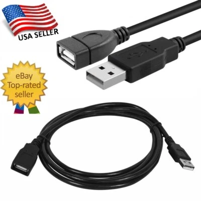 USB 2.0 Extension Extender Cable Cord Standard Type A Male to A Female M/F Black - Image 1 of 4