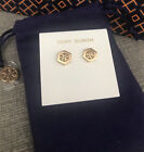 Nwt Tory Burch Gold Hexagon Earrings W/ Velvet Pouch Free Shipping!