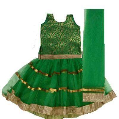 Red verde Lehenga Choli, étnico niños Lehenga, ropa festiva niños Lehenga Foto 1 de 3