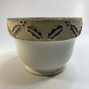 Vintage Hosley Potteries Cache Pot Planter Cream Holly Farmhouse Cottagecore 7x5 - Picture 1 of 12