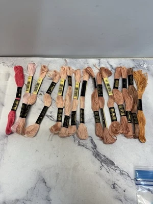 DMC Cotton Embroidery Floss Thread~Lot of (15) Skeins~pink Mauve  Color Set - Image 1 of 2