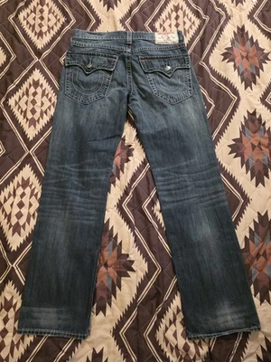 True Religion Straight Flap Pocket Blue Jeans Men's Size 34 (35x34) NICE EUC - Image 1 of 4