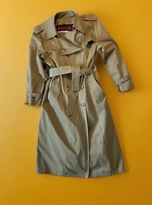 Vintage London Fog Maincoats Damen grün Größe 10 R Gürtel Reißverschluss Wollfutter - Bild 1 von 10