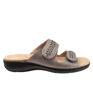 Trotters Ruthie Woven T2234-043 Womens Gray Leather Slides Sandals Shoes - Picture 1 of 8