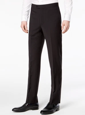 Pantalones de Esmoquin Calvin Klein Hombres Calce Ajustado Infinito Elastizados Negros Talla 32X34 Foto 1 de 4