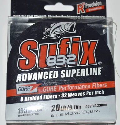 Sufix 832 Línea de Pesca Trenza 20lb 150yd Carrete Baja Visibilidad Verde 660-020g Foto 1 de 4