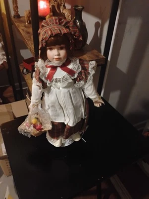Collectible Memories Porcelain Mary Doll With Basket - Image 1 of 2