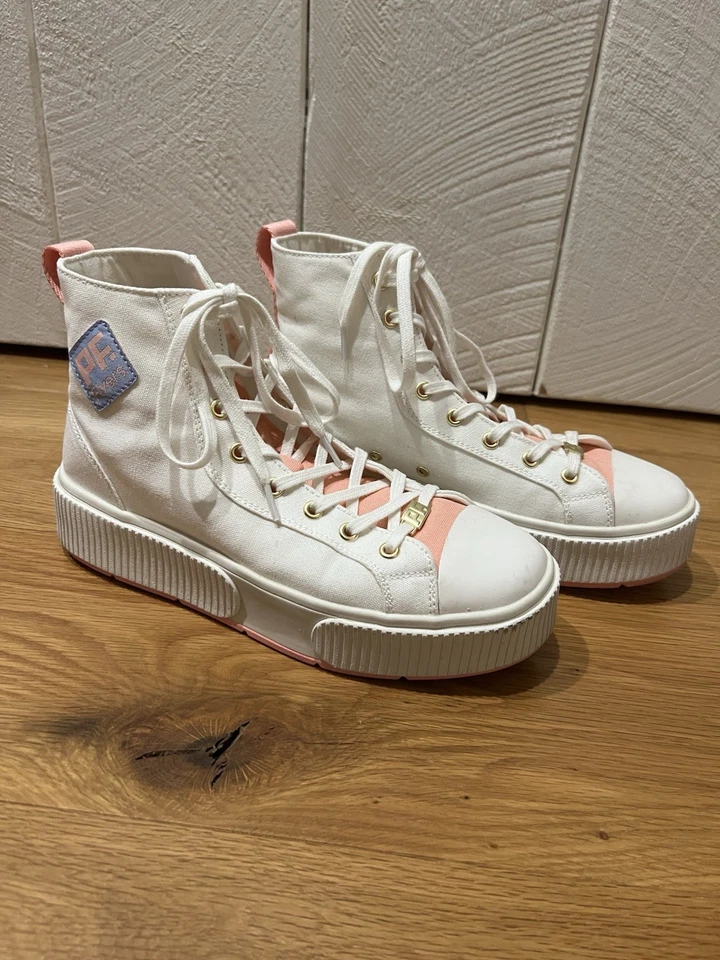 PF Flyers Womens Allston Hi Top Platform Canvas Sneakers Size 9.5 Peaches Cream - Image 1 of 4