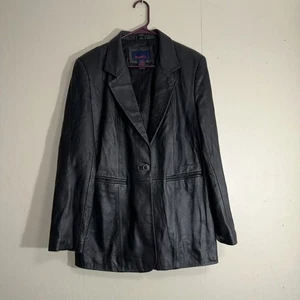 Denim & Co Lederblazer Damen groß schwarz butterweich Karriereblazer - Bild 1 von 12