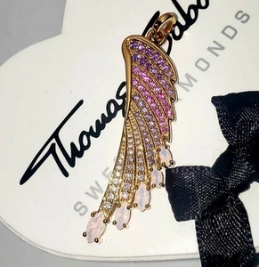 Thomas Sabo Hummingbird Wing Rainbow 18ct Yellow Gold Plating Pendant RRP£200 - Imagen 1 de 7