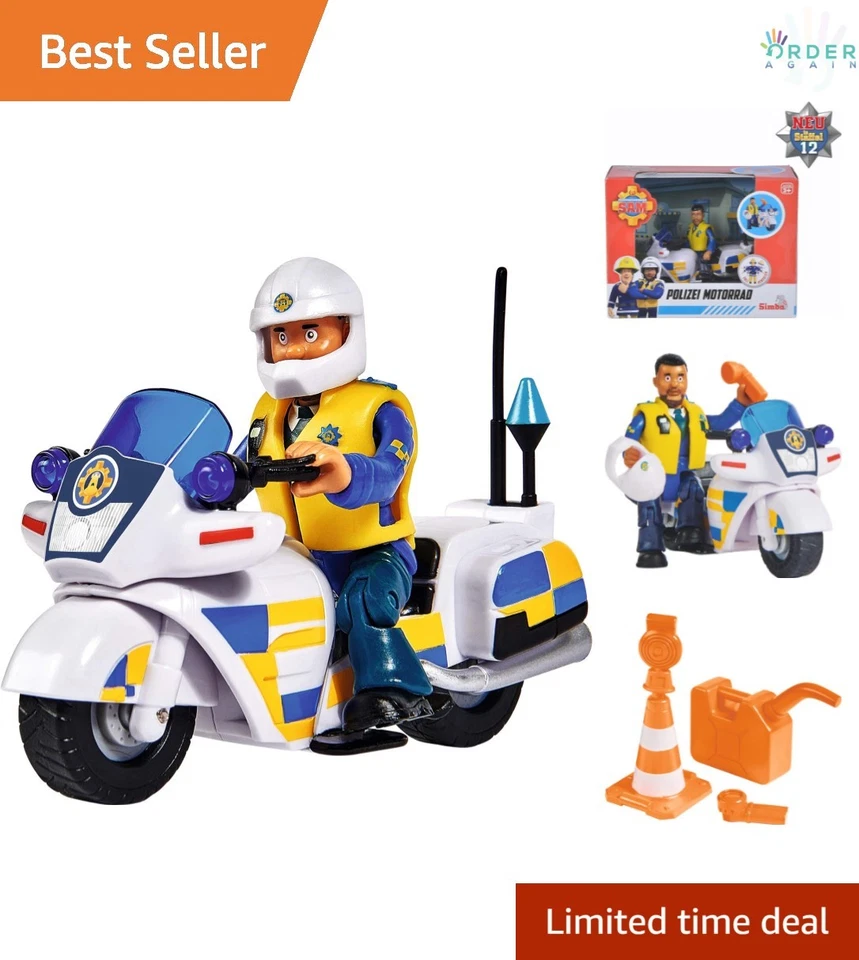 Motocicleta de policía de bombero Sam con figura de Malcolm juguete para niños 3+ años Foto 1 de 4