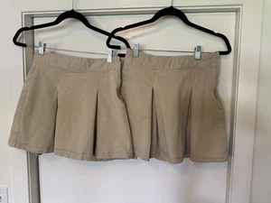 Gap Kids Uniform Pleated Khaki Easy Skorts Sz 14 Elastic Waist w/Built-in Shorts - Picture 1 of 14