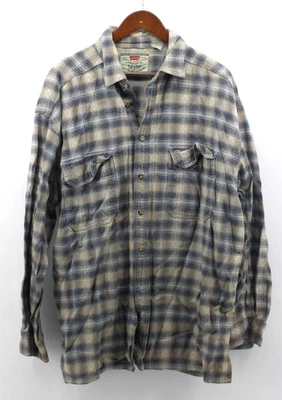 Levis Button Up Flannel Shirt XL Plaid Heavy Cotton Western Vintage 90s - Image 1 of 4