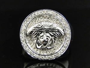 White Gold Medusa Diamond Designer Fashion Ring 0.75 Ct - Picture 1 of 7