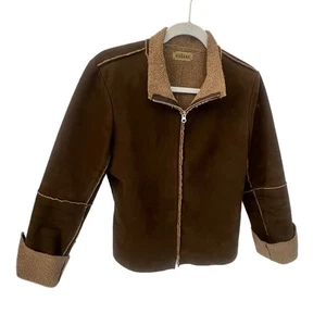 Velvet faux suede and shearling jacket.Womens Size Medium.Color Brownish Green. - Picture 1 of 7