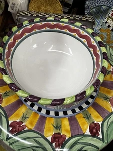 Mackenzie Childs PICCADILLY Multicolor Ceramic Majolica Serving Bowl 9"- New - Picture 1 of 4