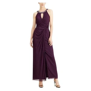Jessica Howard ärmelloses festliches Neckholderkleid volle Länge lila Damen 16 - Bild 1 von 10