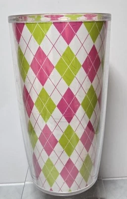 Copo Tervis rosa, branco e verde argila - Imagem 1 de 4