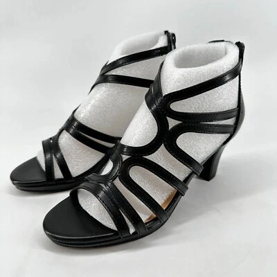 Sandalias Easy Street Elated 31-2452 con tiras negras para mujer talla 5,5 M cremallera Foto 1 de 4