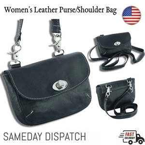 Cartera de cuero genuino para mujer tamaño mediano varios bolsillos bolso de hombro bolso de mano EE. UU. - Imagen 1 de 6
