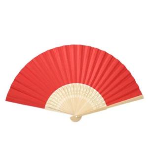 Folding Bamboo Ribs Fan DIY Blank Paper Fan Wedding Shower Party Decor Red - Picture 1 of 5