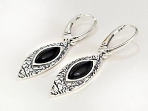 Ohrhänger Silber 925 Onyx schwarz Damen Ohrringe echt Sterlinhsilber se173 - Bild 1 von 5