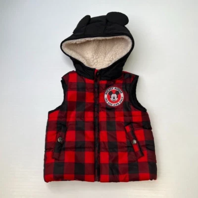 Jaqueta Disney Menino 24 Mickey Mouse Xadrez Colete Sem Mangas Capuz Bolso 2T Core Ex - Imagem 1 de 4