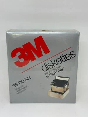 VTG 80s 3M Diskettes in Flip 'n File Storage Box 10-Pack Unused Floppy Disks - Image 1 of 4