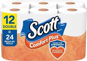 Scott ComfortPlus Toilet Paper, 12 Double Rolls, 231 Sheets per Roll, Septic-Saf