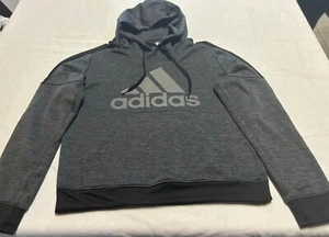 Adidas Unisex Pullover Hoodie Gray Black Size M Colorblock Drawstring Pocket - Bild 1 von 18