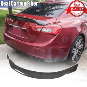 Real Carbon Rear Trunk Spoiler Lip Wing For Maserati Ghibli S Q4 4-Door 2014-17 - Picture 1 of 12